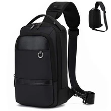 Water-Resistant Sling Bag for Men, USB Crossbody Backpack Casual Mens Shoulder Bag - Black - View 1