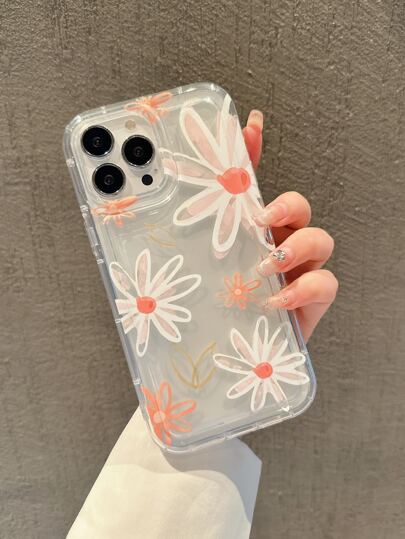 花卉圖案透明手機殼