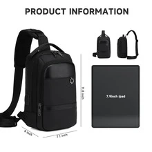 Water-Resistant Sling Bag for Men, USB Crossbody Backpack Casual Mens Shoulder Bag - Black - View 4