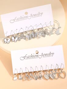 20 piezas/set Pendientes con abertura con mariposa en forma de corazón