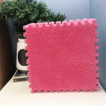 12pcs Simple Polyester Indoor Outdoor Rugs, Cropable Washable Rose Red Rugs For Home - Hot Pink - View 6