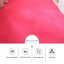 12pcs Simple Polyester Indoor Outdoor Rugs, Cropable Washable Rose Red Rugs For Home - Hot Pink - View 8