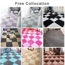 12pcs Simple Polyester Indoor Outdoor Rugs, Cropable Washable Rose Red Rugs For Home - Hot Pink - View 12