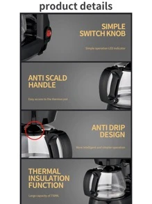 1入組sokany插電式750ml自動濃縮咖啡機cm-102 650w高功率一鍵操作,方便快捷,高壓提取,長效保溫,可製作6杯,不滴漏設計,易於清洗,耐高溫手柄 - 黑色 - 查看 7