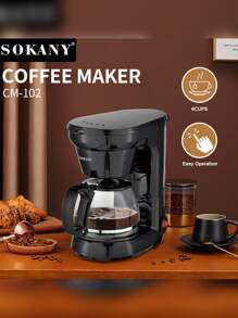 1入組sokany插電式750ml自動濃縮咖啡機cm-102 650w高功率一鍵操作,方便快捷,高壓提取,長效保溫,可製作6杯,不滴漏設計,易於清洗,耐高溫手柄 - 黑色 - 查看 8