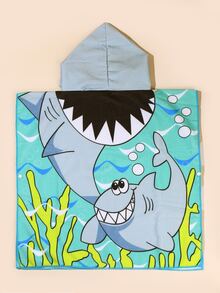 1pc Children's Ultra-Soft Microfiber Double-Sided Hooded Bath Towel, Kids Bathrobe - Multicolor - View 3