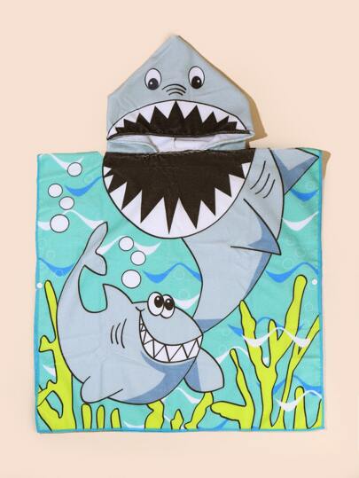 1pc Children's Ultra-Soft Microfiber Double-Sided Hooded Bath Towel, Kids Bathrobe