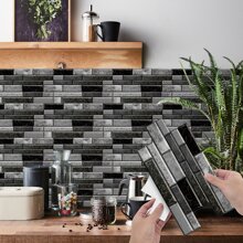 New Kitchen Stickers, Heat Resistant, Waterproof, Oil-Proof, Self-Adhesive Wall Decals For Home Decoration, Suitable For Kitchen, Bathroom, Marble, Tile Walls - Black - View 1