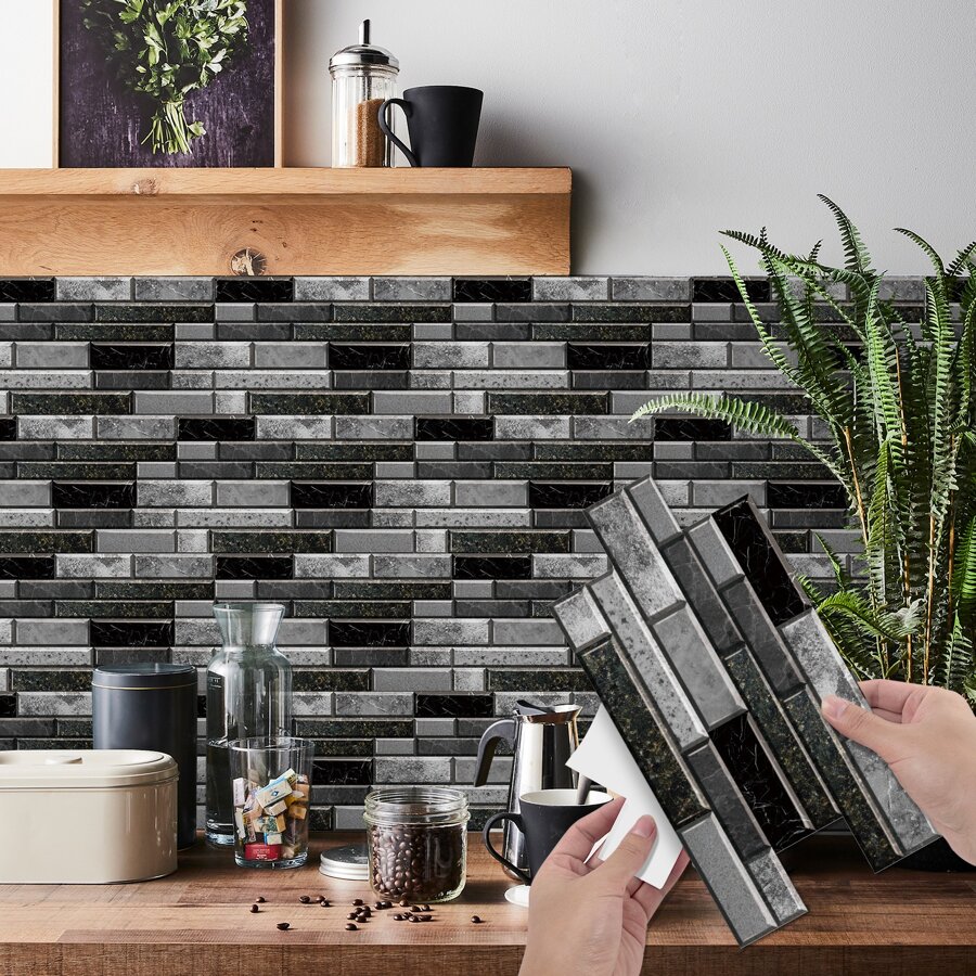 New Kitchen Stickers, Heat Resistant, Waterproof, Oil-Proof, Self-Adhesive Wall Decals For Home Decoration, Suitable For Kitchen, Bathroom, Marble, Tile Walls - Black - View 1