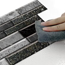 New Kitchen Stickers, Heat Resistant, Waterproof, Oil-Proof, Self-Adhesive Wall Decals For Home Decoration, Suitable For Kitchen, Bathroom, Marble, Tile Walls - Black - View 4