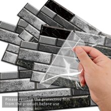New Kitchen Stickers, Heat Resistant, Waterproof, Oil-Proof, Self-Adhesive Wall Decals For Home Decoration, Suitable For Kitchen, Bathroom, Marble, Tile Walls - Black - View 7