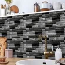 New Kitchen Stickers, Heat Resistant, Waterproof, Oil-Proof, Self-Adhesive Wall Decals For Home Decoration, Suitable For Kitchen, Bathroom, Marble, Tile Walls - Black - View 8