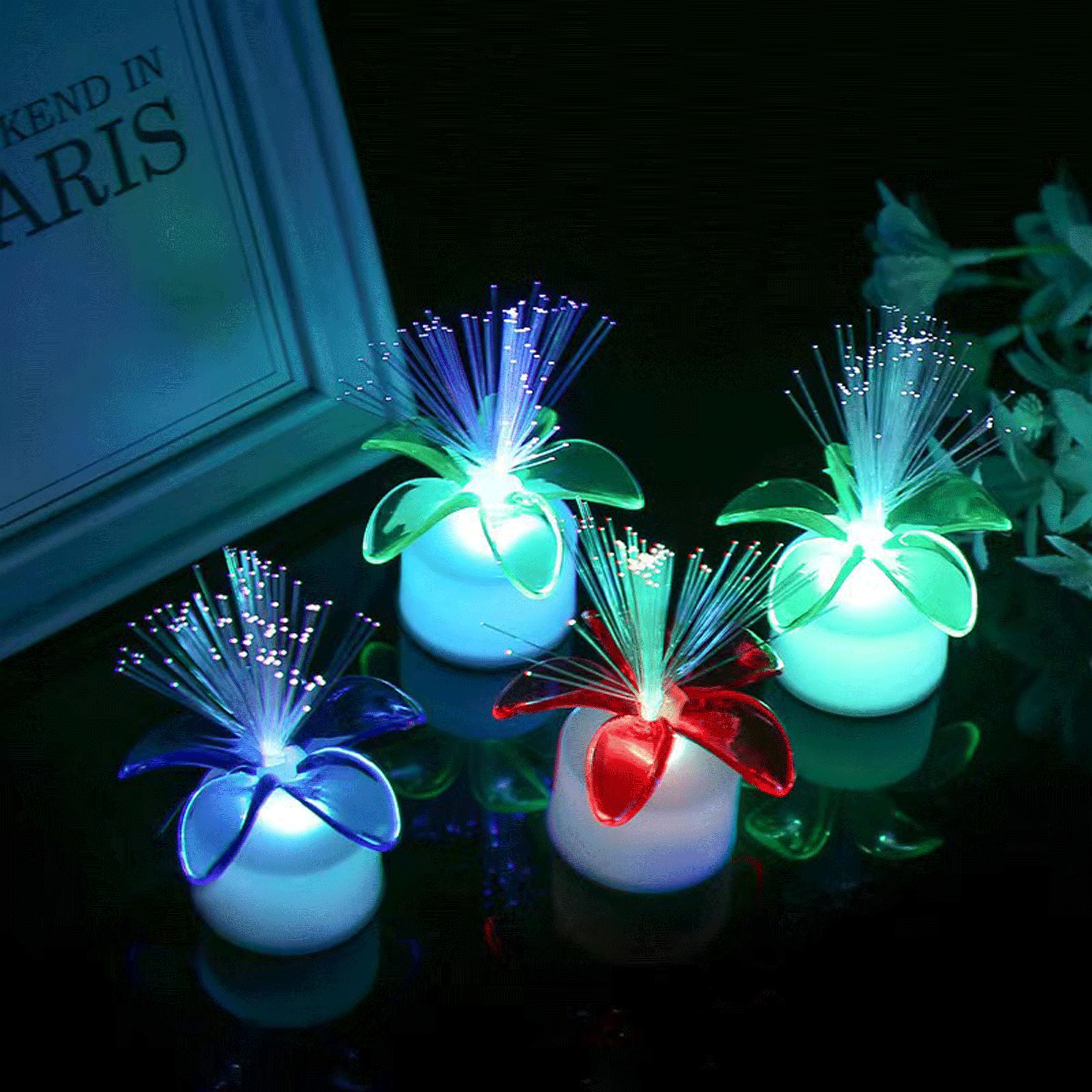 Add Some Romance To Your Table With 1pc Rose Shaped Fiber Optic Light