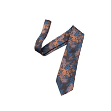 Coffee-Colored Tie With Orange Flower Pattern Work - Coffee Brown - View 3