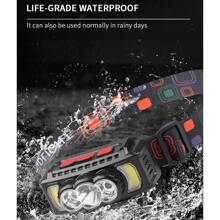 jihuo 手电筒头灯，1200 流明超轻明亮 LED 可充电头灯，带白光和红光，1 个运动传感器头灯，7 种模式适用于户外露营、跑步、骑自行车、钓鱼、露营配件 - 黑色 - 查看 6