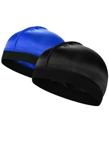 3 件装男士透气缎面头巾波浪帽 - 弹性跑步健身头饰，可调节弹性设计运动帽 - 彩色 - 查看 10