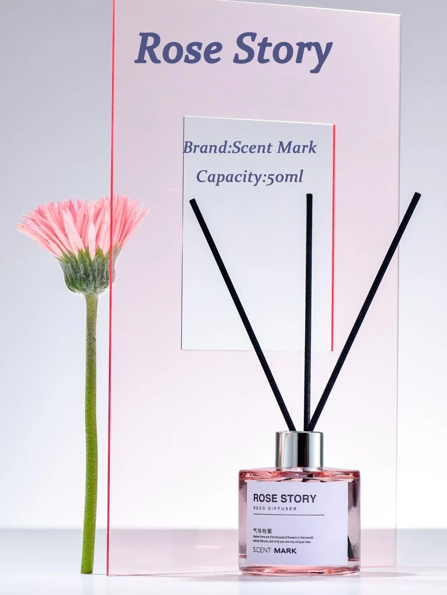 1pc Flameless Aroma Reed Diffuser For Freshening Air In Bedroom, Living Room, Bathroom - Rose - View 1