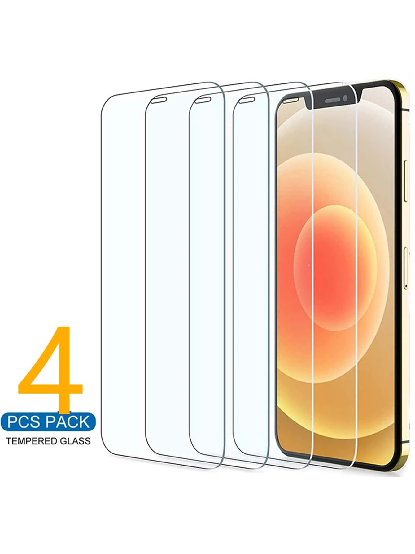 4pcs/pack Tempered Glass Screen Protector Compatible With Iphone 14/13/12/11 Pro Max/12mini/xs/xr/7/8/6 Plus/6g/6s/8g, Protection Against Drop, Dust And Water - Clear - View 1
