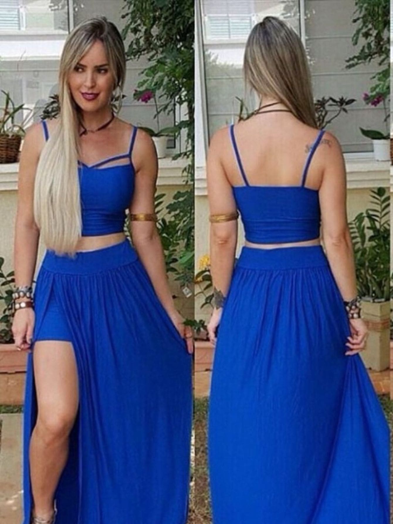 Women Two-piece Outfits - 寶藍色 - 查看 1