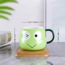Taza de cerámica con expresión de rana - verde - Ver 5
