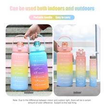 Mumutan [水瓶套裝] 3 件/套吸管水瓶,耐熱,帶手柄防漏運動水瓶,帶時間標記,不含 Bpa,(按尺寸順序包裝),適合家人、朋友和情侶,日常使用飲酒和戶外健身運動 - 藕粉色 - 查看 5