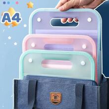 1 個白色文件收納袋（正面有口袋可存放筆和文具）,13 層文件袋,便攜式 A4 文檔收納文件夾 - 白色 - 查看 5