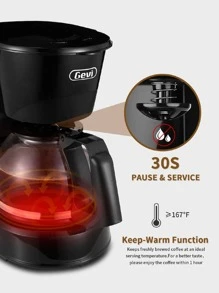 Gevi 4 Cups Small Coffee Maker, Compact Coffee Machine With Reusable Filter, Warming Plate And Coffee Pot For Home And Office - Black - View 3