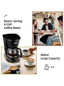 Gevi 4 Cups Small Coffee Maker, Compact Coffee Machine With Reusable Filter, Warming Plate And Coffee Pot For Home And Office - Black - View 4