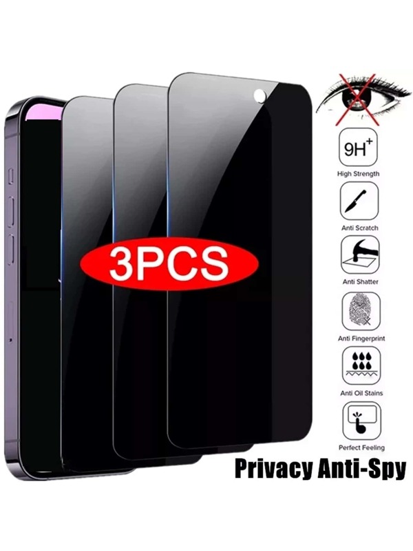 3 pezzi Pellicola protettiva in vetro temperato anti-spia compatibile con iPhone 7/7+/8/8+/X/XS/XR/XS Max/11/11 Pro/11 Pro Max/12/12 Pro/12 Pro Max/13/13 Pro/13 Pro Max/14/14 Pro/14 Plus, anti-graffio, anti-urto, anti-polvere, impermeabile