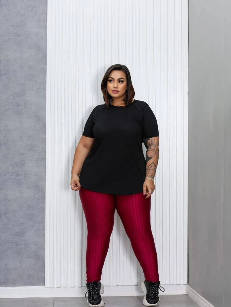 Plus Size Leggings - 紅色 - 查看 1