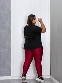 Plus Size Leggings - 紅色 - 查看 2