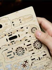 1件套船造型木3D拼圖,精美創意裝飾物適用於家庭 - 黃色 - 查看 10