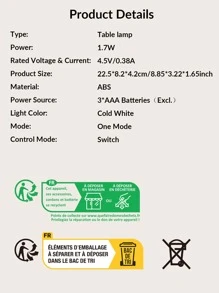 1 pieza de plástico Libro simple negro Luz de lectura con abrazadera para dormitorio - Negro - Ver 11