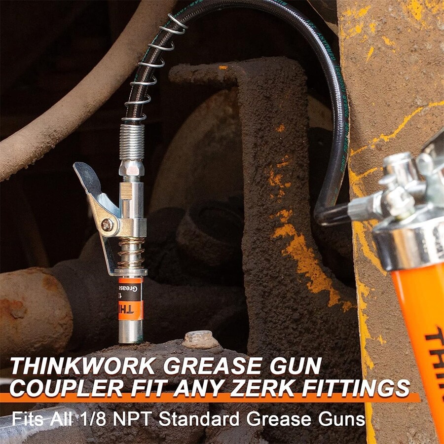 THINKWORK Grease Gun Coupler, 0.53" Grease Gun Tips, Strong Lock on