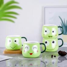 Taza de cerámica con expresión de rana - verde - Ver 2