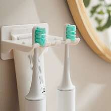 1入組電動牙刷架,帶有4個插槽,牙膏擠壓器和浴室掛壁儲物架 - 白色 - 查看 5