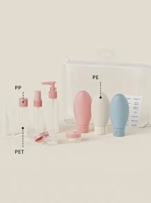 旅行可再填充瓶套装喷雾乳液洗发水沐浴露管装化妆品空液体容器便携式工具补充装旅行必需品海滩旅行收纳袋暑假返校学校用品度假露营度假必需品配件迷你女士香水男士香水 - 彩色 - 查看 4