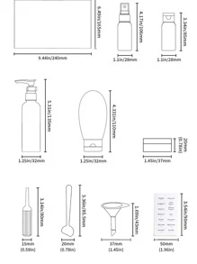 旅行可再填充瓶套装喷雾乳液洗发水沐浴露管装化妆品空液体容器便携式工具补充装旅行必需品海滩旅行收纳袋暑假返校学校用品度假露营度假必需品配件迷你女士香水男士香水 - 彩色 - 查看 7