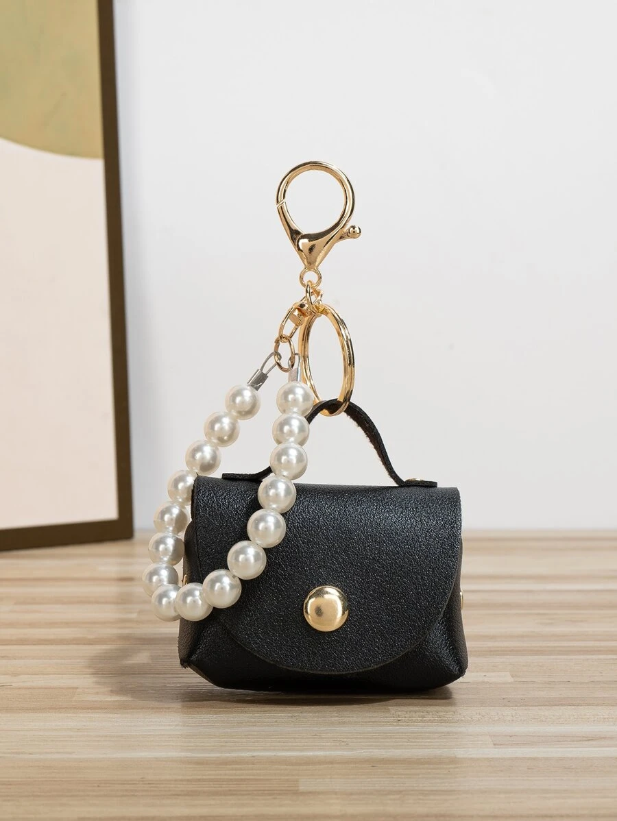 时尚休闲迷你仿珍珠装饰包配件包配件礼品、礼物、配饰、装饰适合少女、女大学生、新人及白领人士汽车配件女士钥匙链饰物 - 黑色 - 查看 1