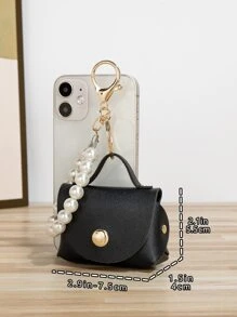 时尚休闲迷你仿珍珠装饰包配件包配件礼品、礼物、配饰、装饰适合少女、女大学生、新人及白领人士汽车配件女士钥匙链饰物 - 黑色 - 查看 4