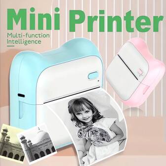 Mini Portable Thermal Photo Printer, Pocket Mini Error Label Printer For Students, Suitable For Gifting, Studying, Note-taking, Working, Kids, Photos, Images, Memo(note: Can Choose Independent Printer Or 5 Rolls Of Self-adhesive Printing Paper)