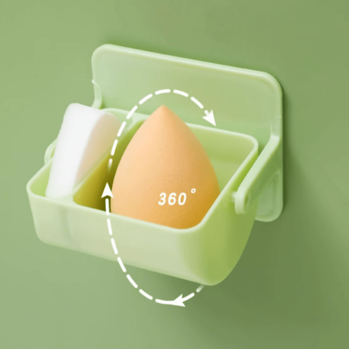 A Wallmounted Rotatable And Washable Hollow Out Beauty Organizing