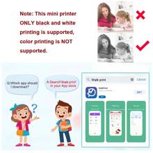 迷你移動式熱感照片印表機,學生口袋迷你錯誤標籤印表機,適用於禮品、學習、筆記、工作、兒童、照片、圖像、備忘錄(注意:可以選擇印表機或5卷自粘印刷紙) - 藍色 - 查看 9