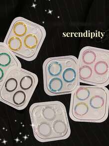 1pc Colorful Sparkling Camera Lens Tempered Glass Protector, Anti-scratch/dust/water/shock, Compatible With Iphone 11 12 13 14 Pro Max - Silver - View 4