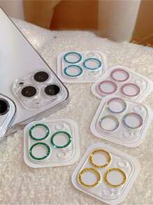 1pc Colorful Sparkling Camera Lens Tempered Glass Protector, Anti-scratch/dust/water/shock, Compatible With Iphone 11 12 13 14 Pro Max - Silver - View 3