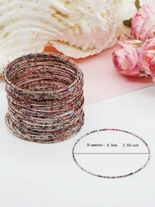 60pcs Iron Alloy Colorful Painted Resin Star Beads Bangle Bracelet - Colorful - View 3