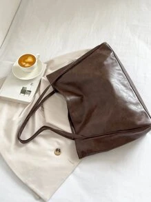 Bolso grande de mujer de diseño retro versátil, de estilo coreano, con asa de mano y de hombro, para uso casual, modelo 2025