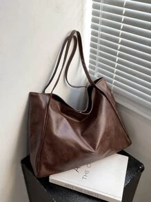 Bolso grande de mujer de diseño retro versátil, de estilo coreano, con asa de mano y de hombro, para uso casual, modelo 2025