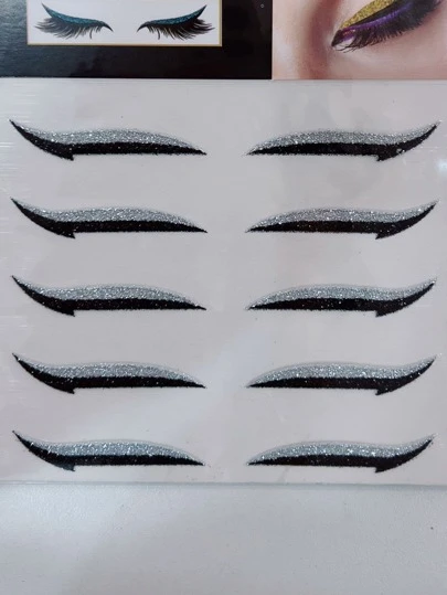 Kit Com 5 Pares Delineador Adesivo - Reutilizável com cola de cílios.