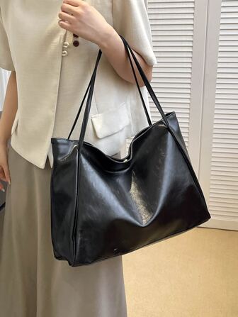 Bolso grande de mujer de estilo retro coreano versátil de agarre manual, bolso de hombro casual 2025 nuevo